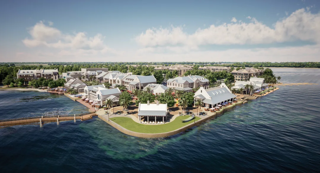 Rendering of Waterside Place, a lakefront  town center at Waterside.