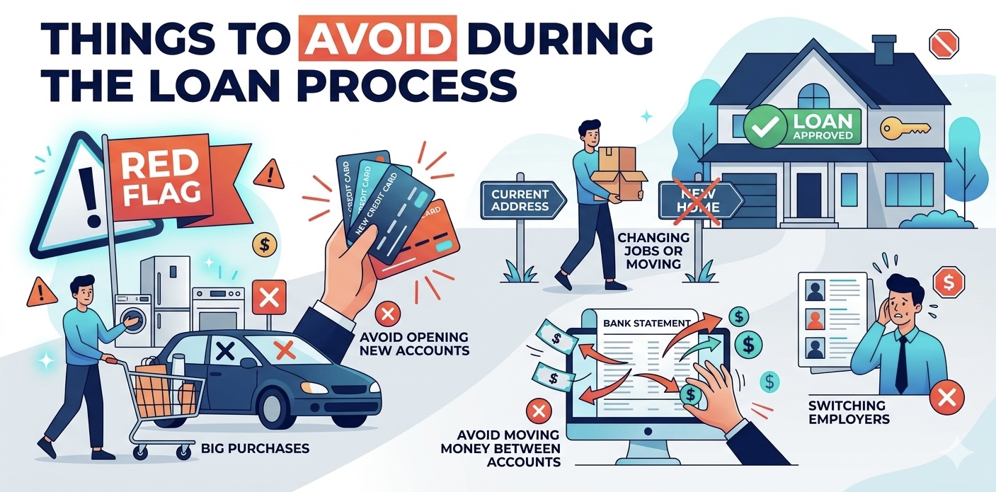cartoon with things to avoid during loan process