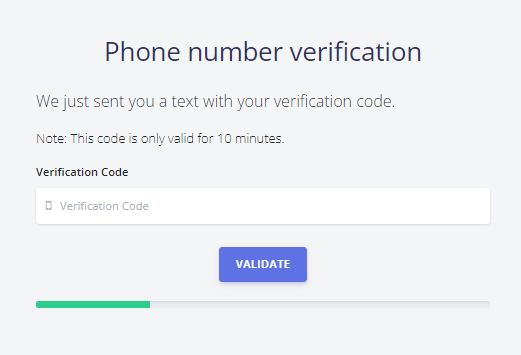 A screenshot of a phone number verification

Description automatically generated